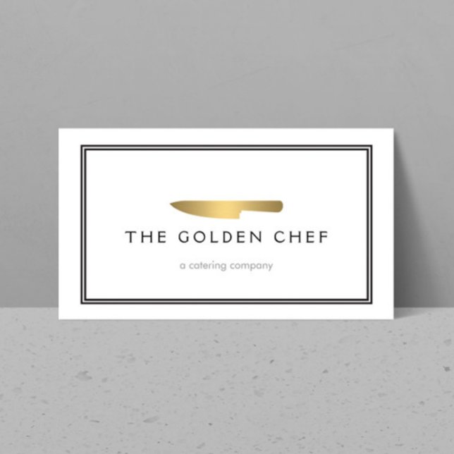 Gold Chef's Knife Logo for Catering, Restaurant Business Card (Creator Uploaded)