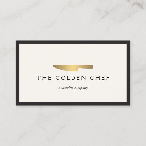 Gold Chefs Knife Logo for Catering Restaurant II Business Card