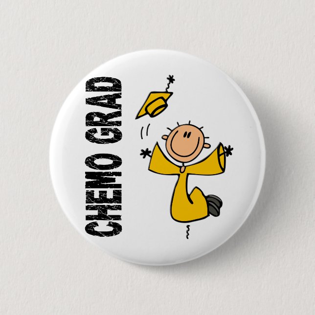 Gold CHEMO GRAD 1 (Childhood Cancer) Button (Front)