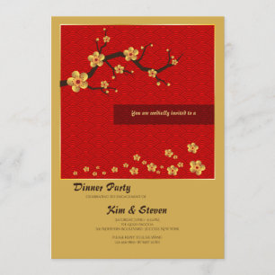 Gold Cherry Blossoms Party Invitation