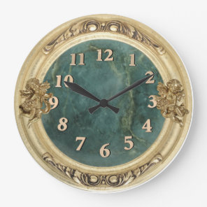 Gold Cherubs and Jade Large Clock