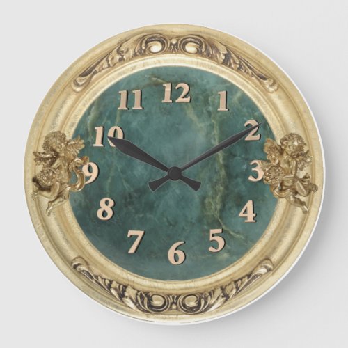 Gold Cherubs and Jade Large Clock