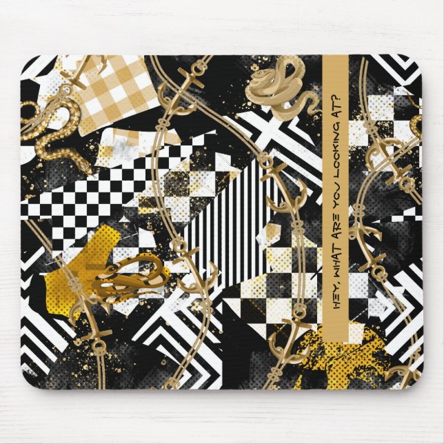 Gold chess skulls - Hey what are you looking at Mouse Pad (Front)