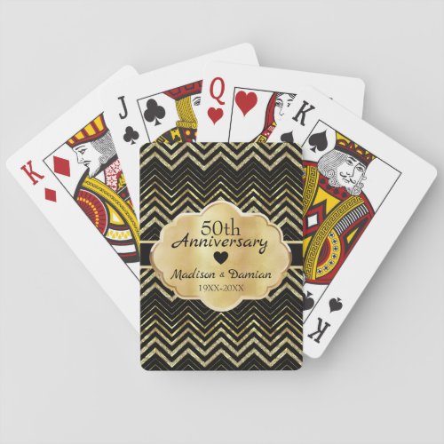 Gold Chevron and Diamonds Anniversary  Playing Cards