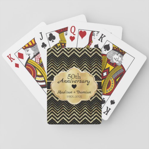 Gold Chevron and Diamonds Anniversary  Poker Cards