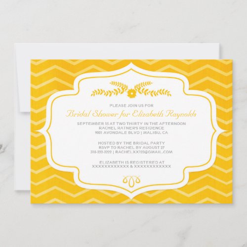 Gold Chevron Bridal Shower Invitations