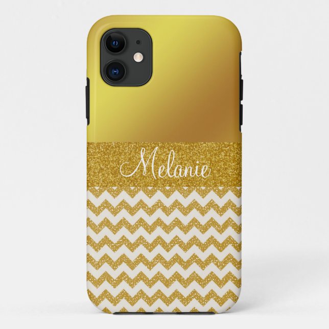 Gold Chevron Custom iPhone Case (Back)