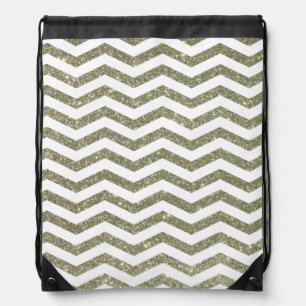 Gold Chevron Drawstring Backpack