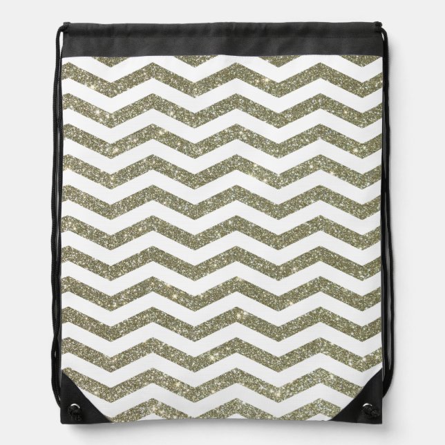 Gold Chevron Drawstring Backpack (Front)
