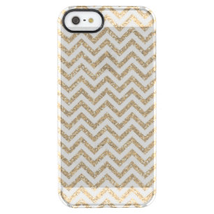 Gold Chevron Faux Glitter Clear iPhone SE/5/5s Case