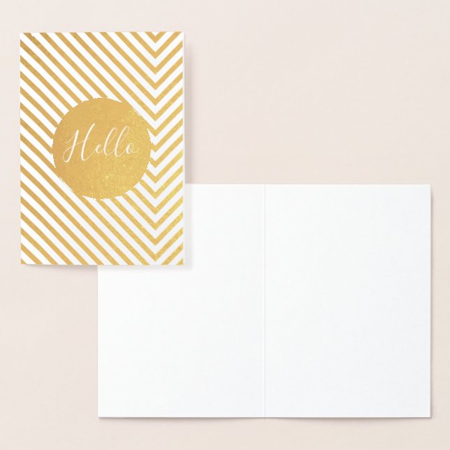 Gold Chevron Hello Foil Card (Display)