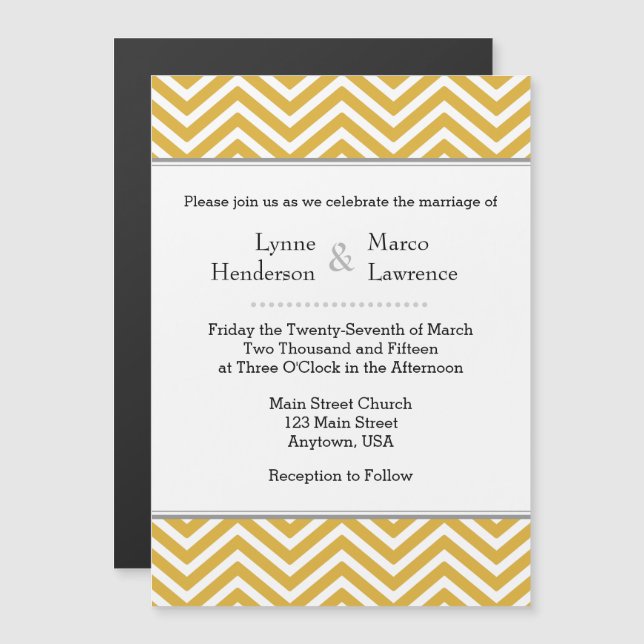 Gold Chevron Magnetic Wedding Invitation (Front/Back)