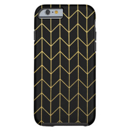 Gold Chevron on Black Background Modern Chic Tough iPhone 6 Case