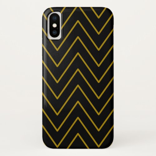 Gold Chevron Pattern Black iPhone X Case