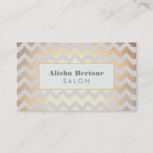 Gold Chevron Pattern Hair Salon Gray and Blue Business Card Templates