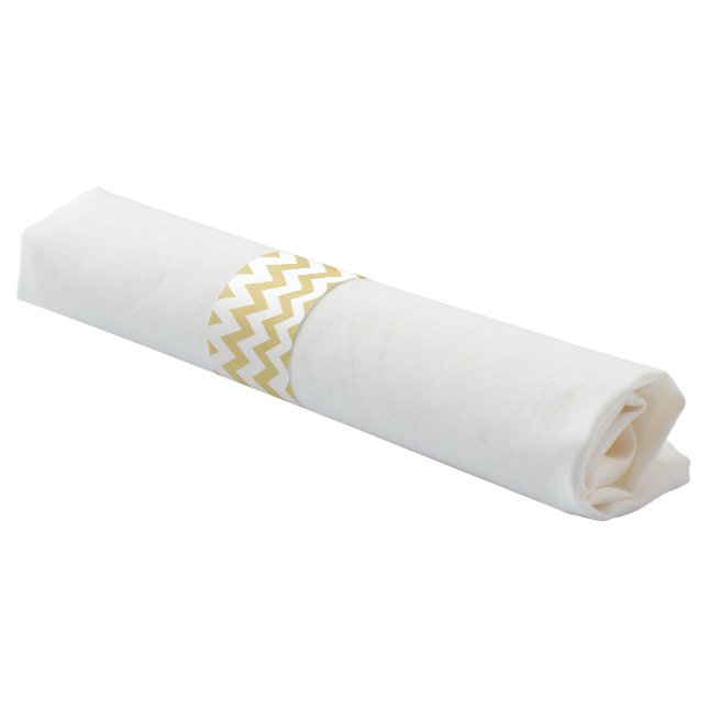 Gold Chevron Pattern Modern Napkin Bands (Angled)