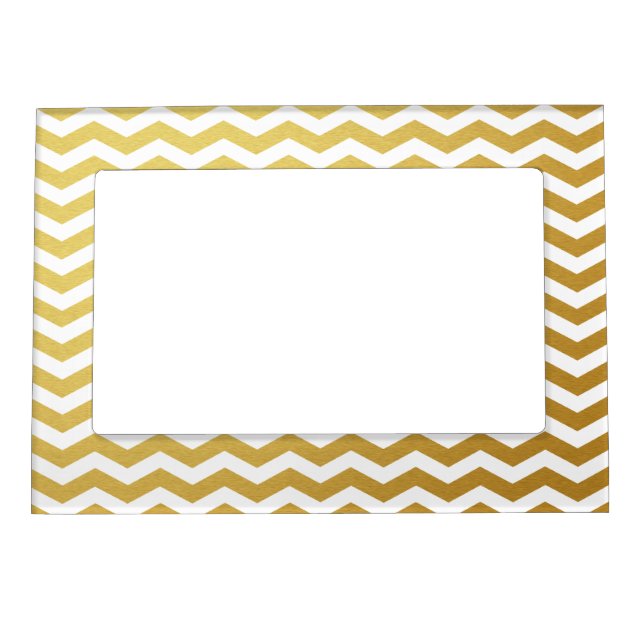 Gold Chevron Pattern Picture Frame Magnet (Front)