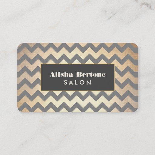 Customizable Gold Chevron Pattern Salon &amp; Spa Business Card Templates
