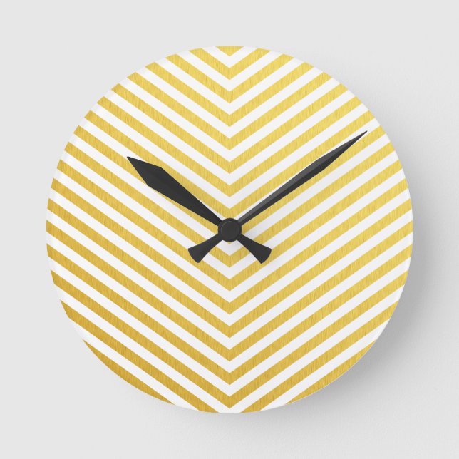 Gold chevron round clock (Front)