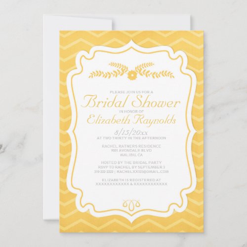 Gold Chevron Stripes Bridal Shower Invitations