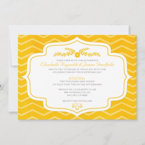 Gold Chevron Wedding Invitations