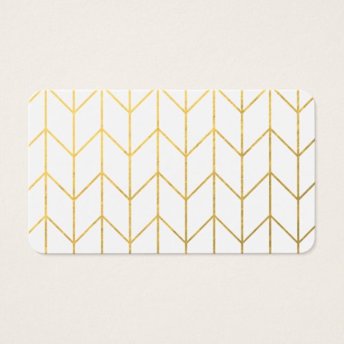 Gold Chevron White Background Modern Chic Business Card