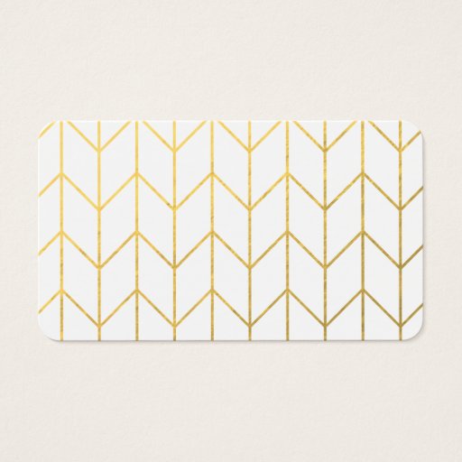 Customizable Gold Chevron White Background Modern Chic Business Card