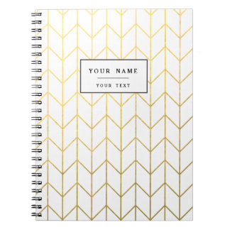 Gold Chevron White Background Modern Chic Notebook