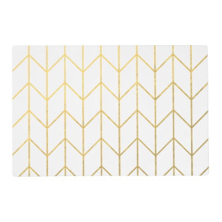 Gold Chevron White Background Modern Chic Placemat