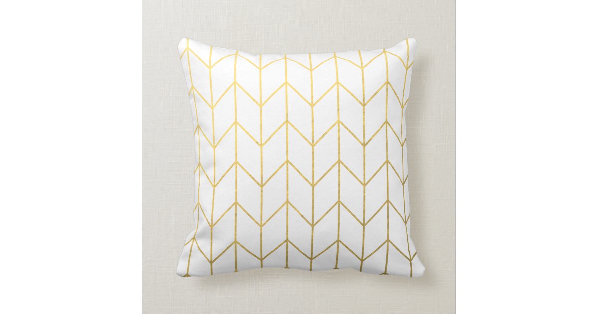 Gold Chevron White Background Modern Chic Throw Pillow Zazzle