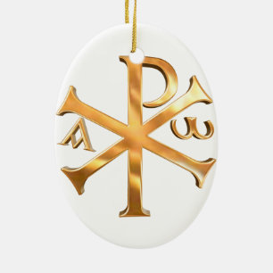 Gold Chi-Rho Ceramic Ornament