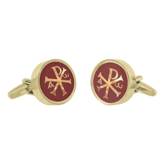 Gold Chi-Rho Cufflinks (Angled)