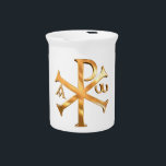 Gold Chi-Rho Drink Pitcher<br><div class="desc">Chi-Rho - The Monogram of Christ, Christian Symbol that made Christianity a world religion through the victory of Constantine The Great and the words: "In hoc signo vinces - In This Sign, Conquer"</div>