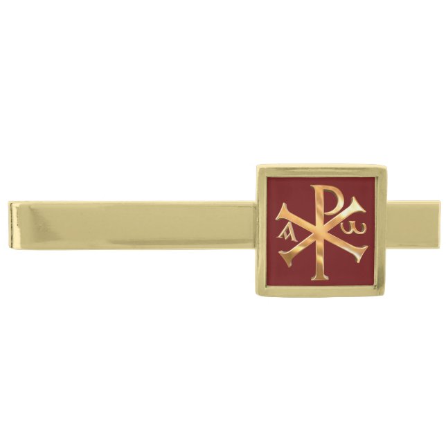 Gold Chi-Rho Gold Finish Tie Bar (Front)