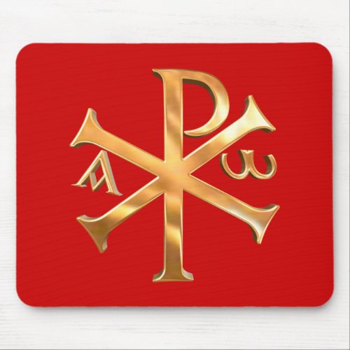 Gold Chi_Rho Mouse Pad