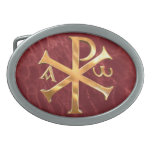 Gold Chi-rho Oval Belt Buckle at Zazzle