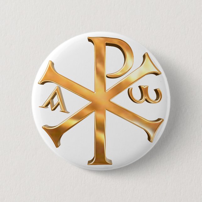 Gold Chi-Rho Pinback Button (Front)