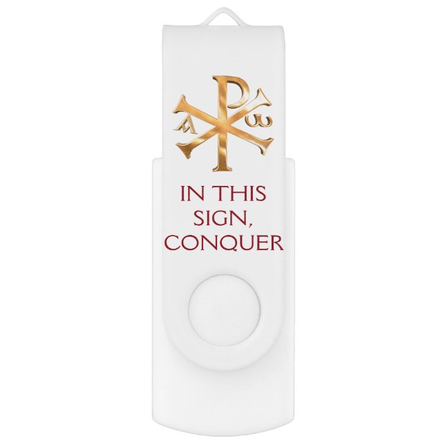 Gold Chi Rho Sign USB Flash Drive (Back (Vertical))