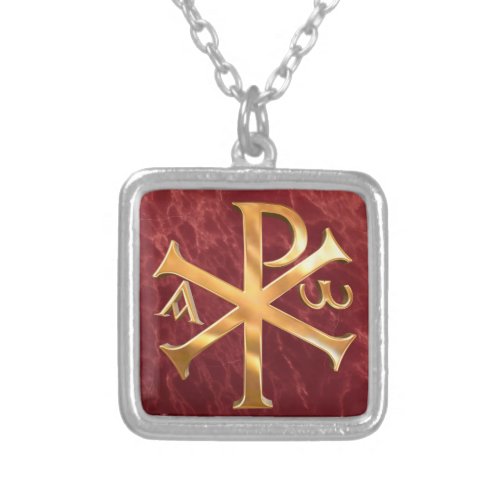 Gold Chi_Rho Silver Plated Necklace