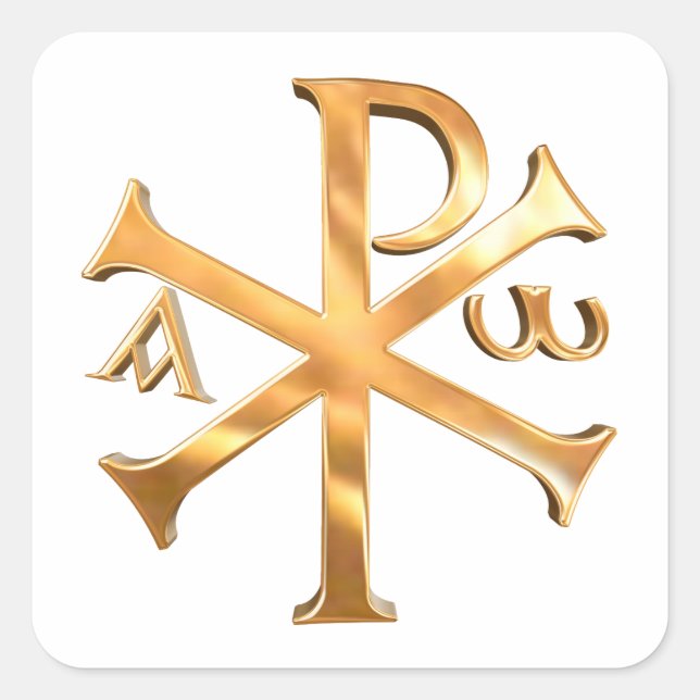 Gold Chi-Rho Square Sticker (Front)