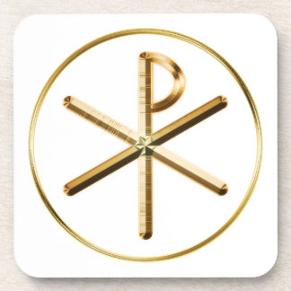 Gold Chi-Rho symbol Beverage Coaster