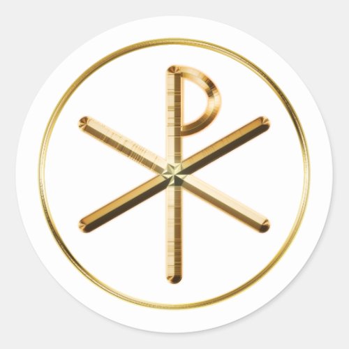 Gold Chi_Rho symbol Classic Round Sticker