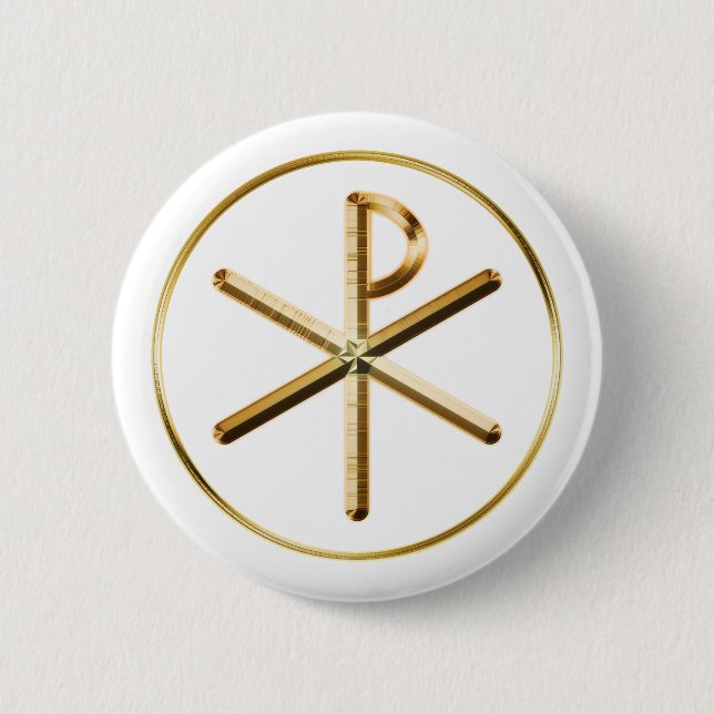 Gold Chi-Rho symbol Pinback Button (Front)