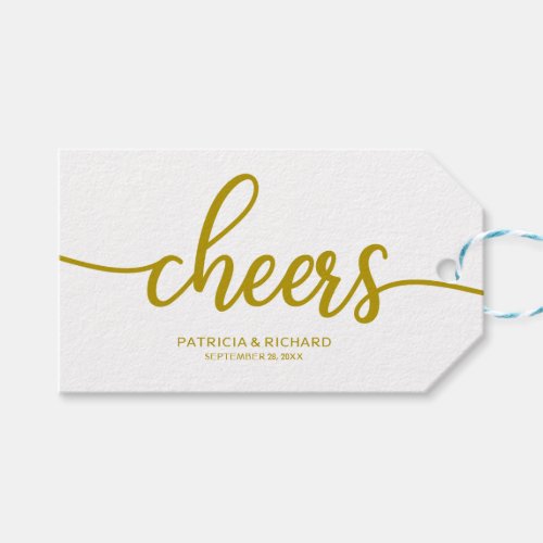 Gold Chic Calligraphy Cheers Wine Bottle Tags