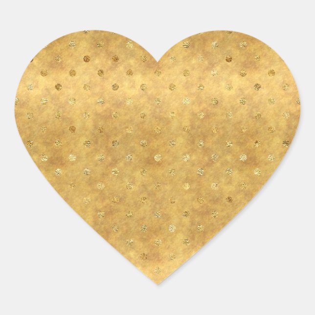 Gold Chic Dots Heart Sticker (Front)