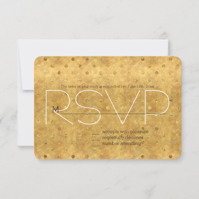 Gold Chic Dots RSVP Card (Front)