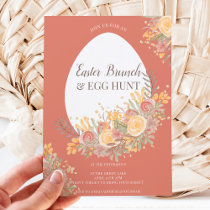 Gold chic floral watercolor easter brunch egg hunt invitation