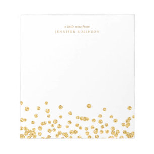 Gold Chic Glam Faux Glitter Confetti w/ Name Notepad