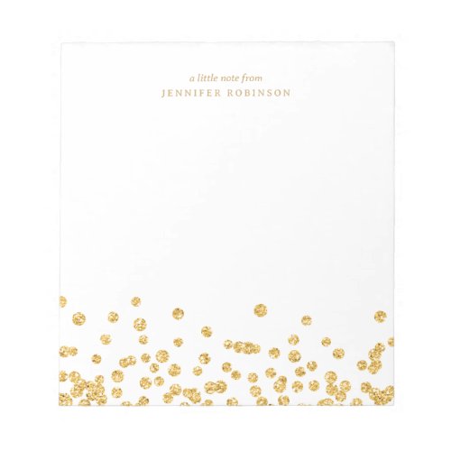 Gold Chic Glam Faux Glitter Confetti w/ Name Notepad