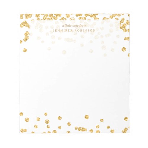 Gold Chic Glam Faux Glitter Confetti w/ Name Notepad
